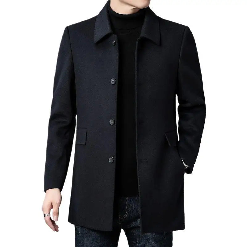 Coat Men's Medium And Long Double-Sided Woolen Windbreaker Four Seasons Lapel Wool Jacket