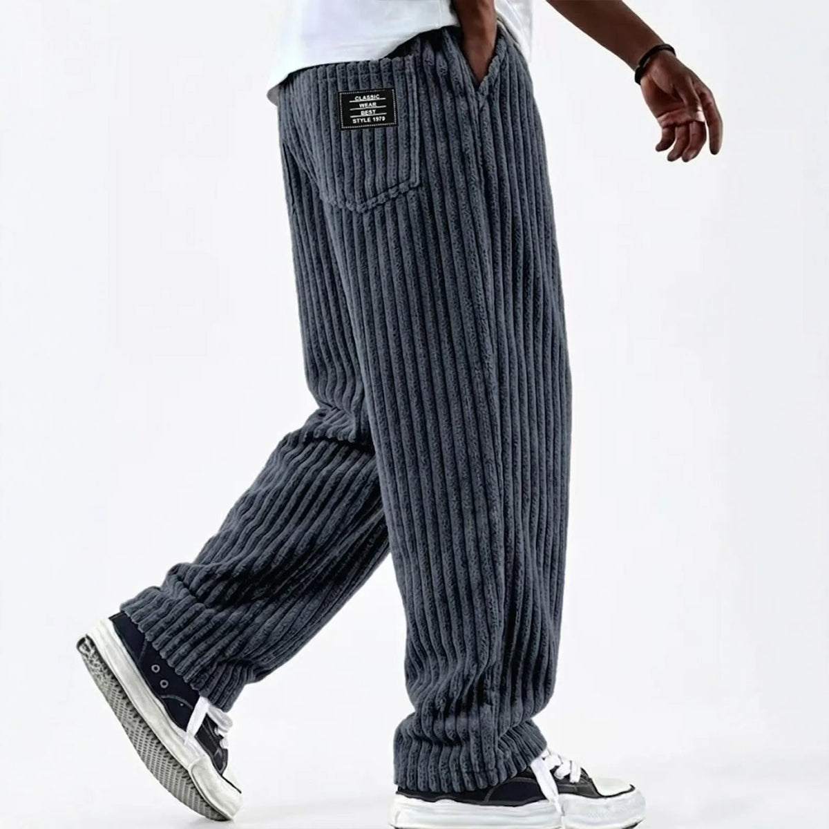 Winter 2026 new fashion Men's Corduroy Straight Casual Pants spring autumn Outdoor Streetwear with Drawstring Elastic Waist
