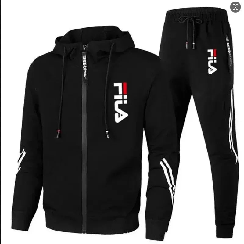 2026 Men's Spring and Fall Outdoor Zipper Jacket + Sweatpants Jogging Set Casual Basketball Fitness Two-piece Set