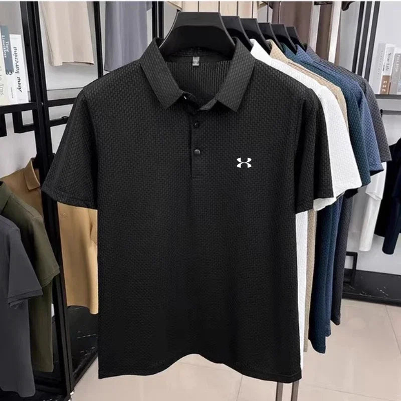 Men's Sports Brand Polo Shirt Fashion Printed Short Sleeved Top 2026 Summer New Comfortable Cool Casual Business Lapel T-shirt