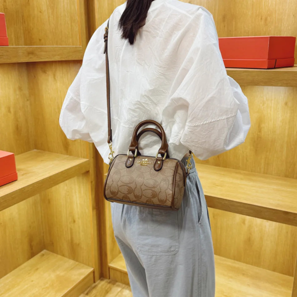 Vintage Luxury Mini Boston Bag Classic Versatile Crossbody Shoulder Bag For Women Elegant Women's Handbag Mobile Phone Bag