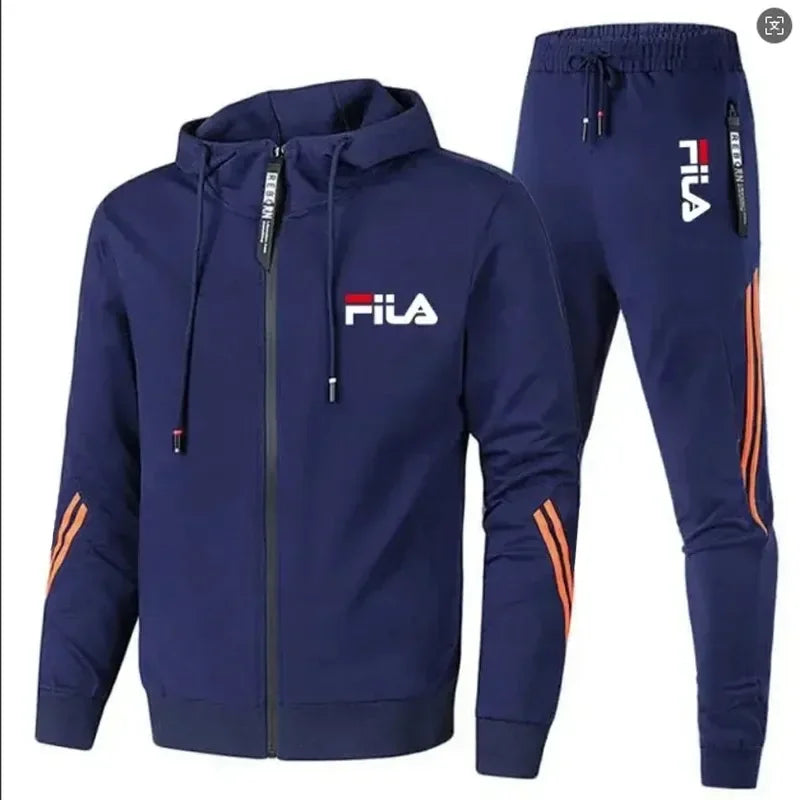 2026 Men's Spring and Fall Outdoor Zipper Jacket + Sweatpants Jogging Set Casual Basketball Fitness Two-piece Set