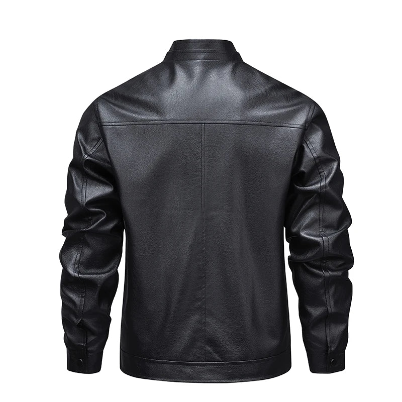 Cross border 2025 new leather jacket men's coat autumn new stand collar jacket men's top windproof casual jacket men