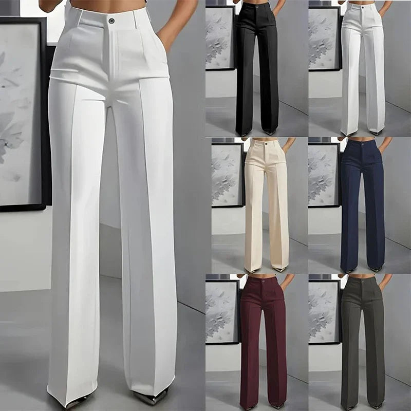 New 2026 Women's High-Waisted Draped Straight-Cut Suit Pants Simple European American Cross-Border Fashion for Women Suit Pants
