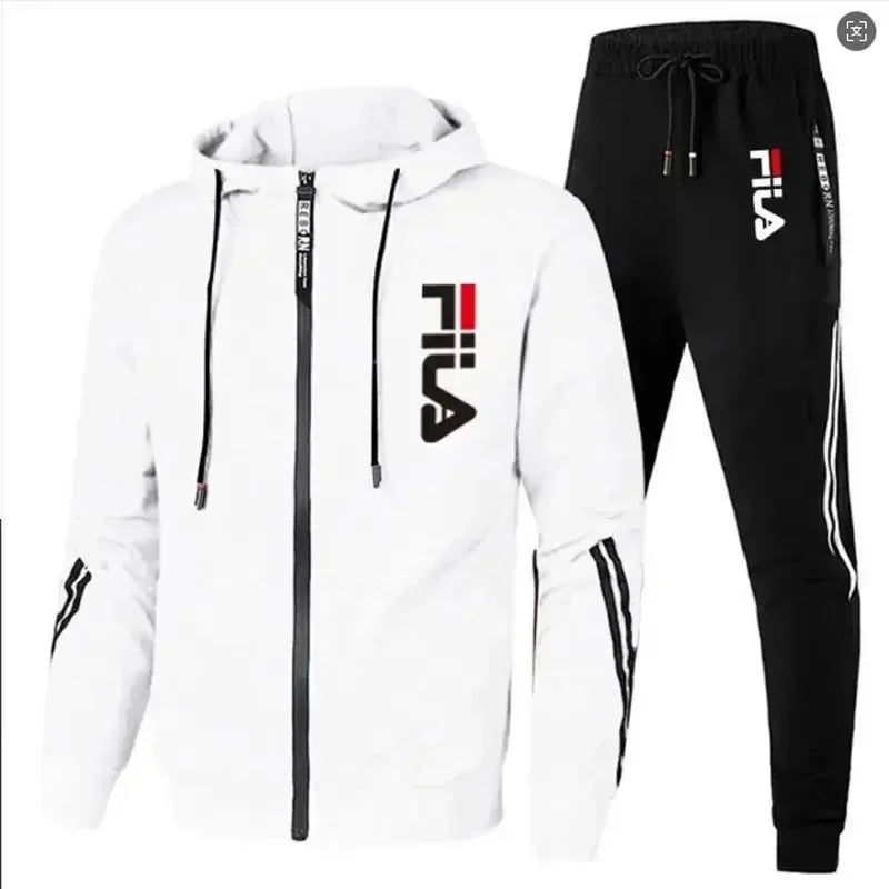 2026 Men's Spring and Fall Outdoor Zipper Jacket + Sweatpants Jogging Set Casual Basketball Fitness Two-piece Set