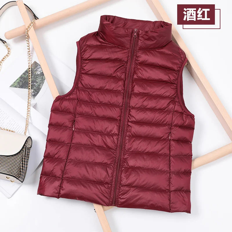 2026 White Duck Down Jacket Women Vest Autumn Winter Sleeveless Waistcoat Warm Lightweight Puffer Jacket Female Tops Outwear 8XL