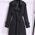Windcoat Women's 2025 New Spring Autumn High-end Mid long Waist cinching Popular Outerwear Lace-Up Windbreaker Jacket With Belt