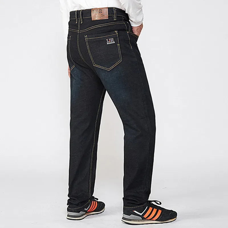 Plus Size Mens Jeans Summer  Extra Elastic Loose High waist Oversized 56 54 52 Denim Trousers Thick Autumn Father Straight Pants