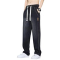 Non-deformed Men Gradient Color Jeans Versatile Men's Elastic Waist Denim Pants Adjustable Drawstring Solid Color for Casual