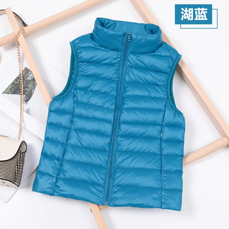 2026 White Duck Down Jacket Women Vest Autumn Winter Sleeveless Waistcoat Warm Lightweight Puffer Jacket Female Tops Outwear 8XL