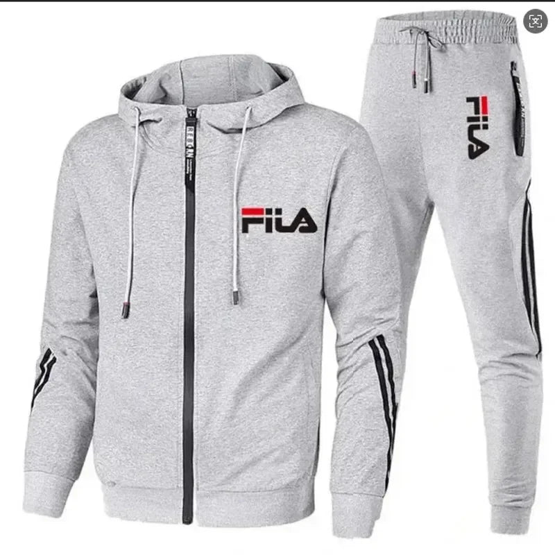 2026 Men's Spring and Fall Outdoor Zipper Jacket + Sweatpants Jogging Set Casual Basketball Fitness Two-piece Set