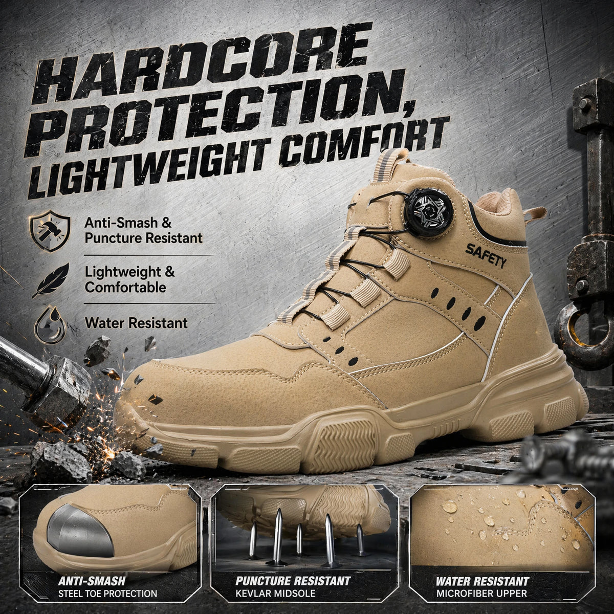 Factory Grade Men's Safety Shoes Comfort Men's Work Shoes Indestructible Puncture Proof Light Outdoor Work Boots