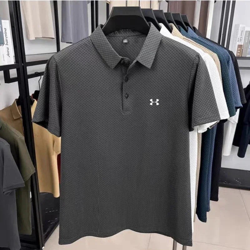 Men's Sports Brand Polo Shirt Fashion Printed Short Sleeved Top 2026 Summer New Comfortable Cool Casual Business Lapel T-shirt