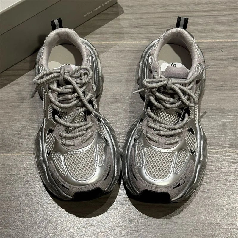2026 New Women's Chunky Sneakers Breathable Height Increasing Platform Vulcanized Casual Non-slip Sports Shoes