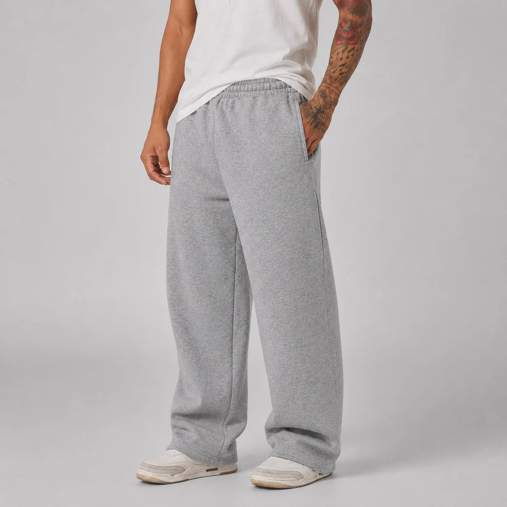 Men's Large Size Oversized Wide-Leg Sweatpants - Loose-Fit Trousers with Elastic Waist  Breathable Winter Pants