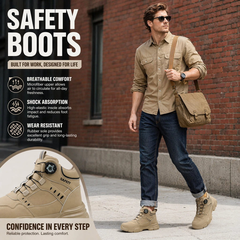 Factory Grade Men's Safety Shoes Comfort Men's Work Shoes Indestructible Puncture Proof Light Outdoor Work Boots