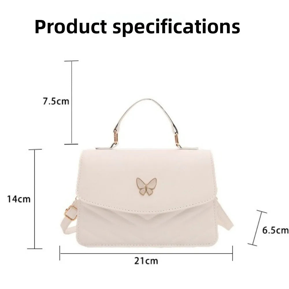 Casual Pure Color Women's Handbag PU Large Capacity Square Bag Stitching Handbag