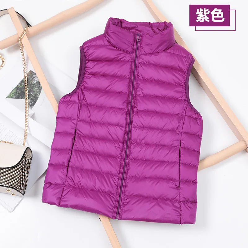 2026 White Duck Down Jacket Women Vest Autumn Winter Sleeveless Waistcoat Warm Lightweight Puffer Jacket Female Tops Outwear 8XL