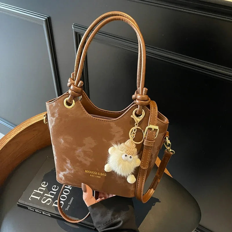 2025 New Sweet Style Zipper PU Square Women's Shoulder Crossbody Bag Solid Color Popular Commuting Fashion Small Square Bag