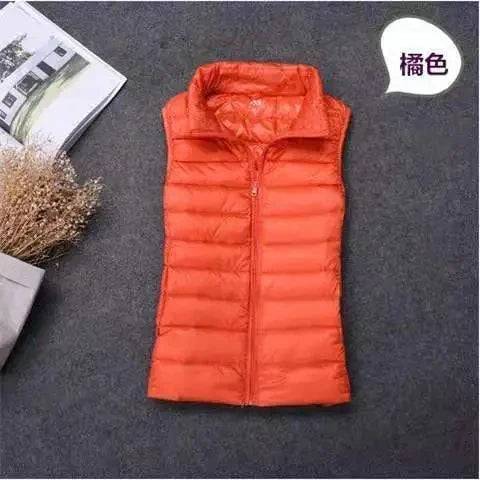 2026 White Duck Down Jacket Women Vest Autumn Winter Sleeveless Waistcoat Warm Lightweight Puffer Jacket Female Tops Outwear 8XL