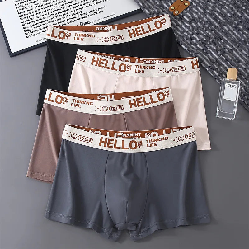 Underwear Man 2025 Briefs mid-waist loose XXXXL underpants hello letter summer confortable men's boxer brief
