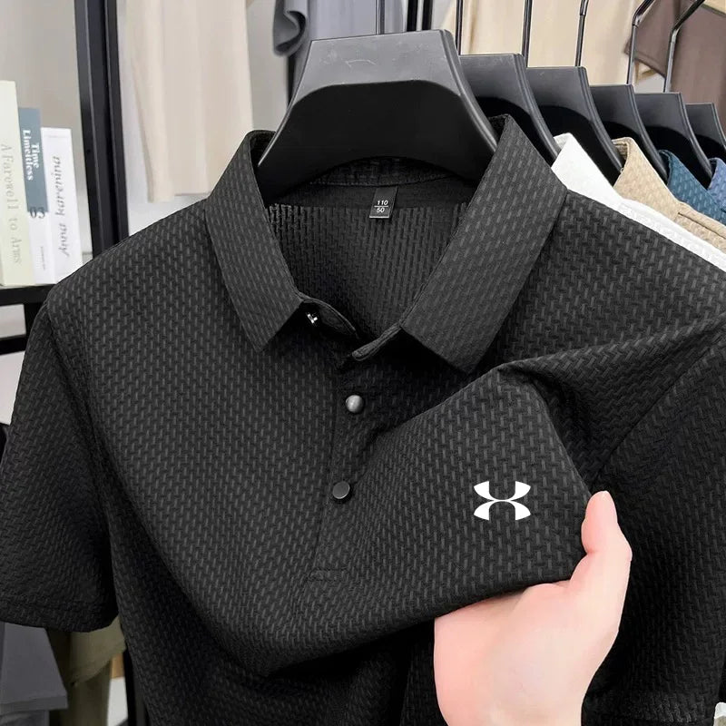 Men's Sports Brand Polo Shirt Fashion Printed Short Sleeved Top 2026 Summer New Comfortable Cool Casual Business Lapel T-shirt