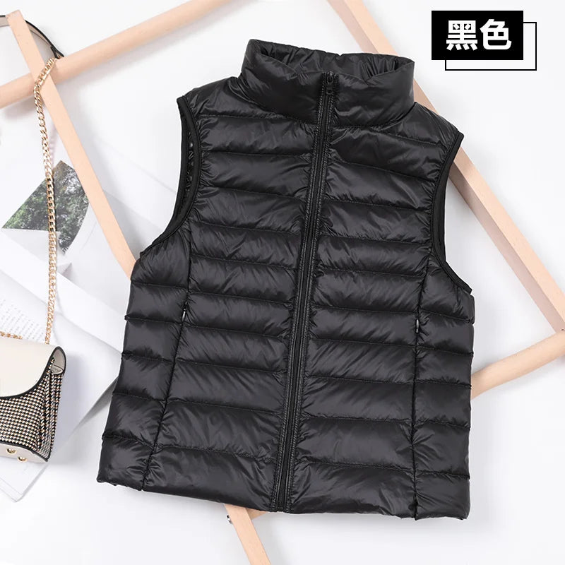 2026 White Duck Down Jacket Women Vest Autumn Winter Sleeveless Waistcoat Warm Lightweight Puffer Jacket Female Tops Outwear 8XL